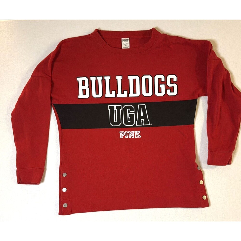 Georgia Bulldogs UGA Victoria's Secret PINK Red Crewneck Sweatshirt M Dawgs NCAA